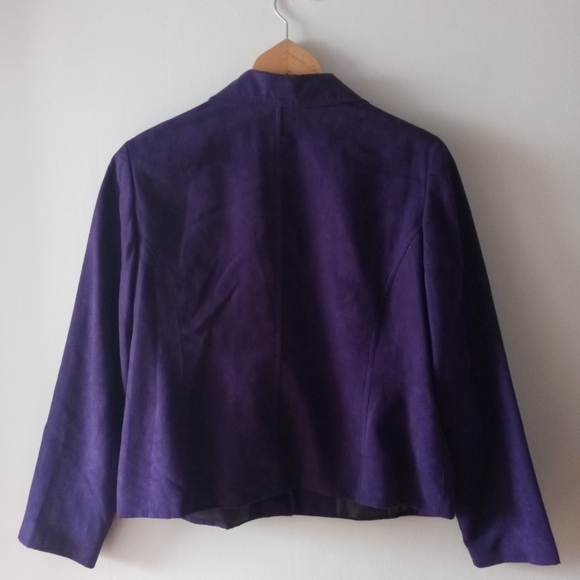 💜 LINDOR Petites | Purple Motorcycle Style Lightweight Jacket/Blazer | Size 14 - Picture 4 of 8